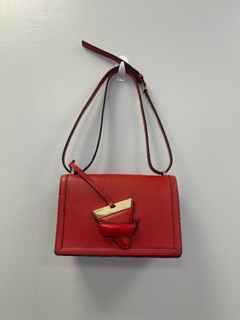 Loewe Barcelona Shoulder Bag Leather Medium Red - Preowned